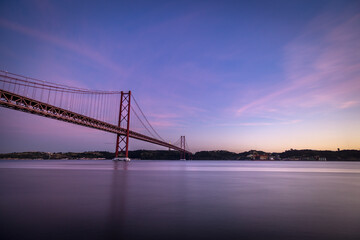Fototapeta na wymiar 25 de Abril Bridge in Lisboa