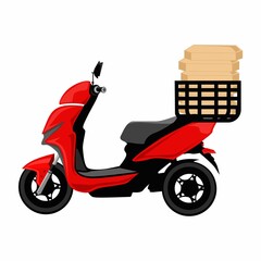 Vector illustration delivery pizza scooter