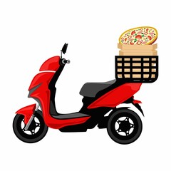Vector illustration delivery pizza scooter