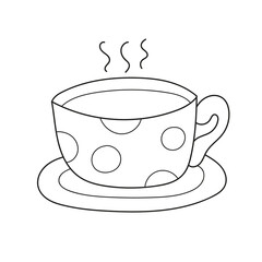 Simple coloring page. Coloring book for children, vector coloring page. A mug with polka dots pattern