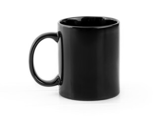 Totally black ceramic cup isolated on white background
