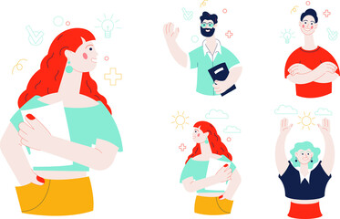 The composition with businesslike, modern young people