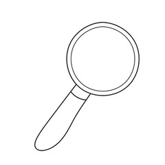 Simple coloring page. Coloring book, magnifying glass vector image for kids