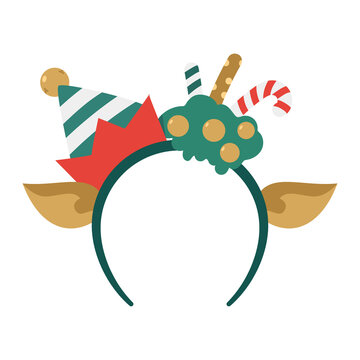 Christmas headbands with elf hat vector cartoon illustration isolated on a white background.