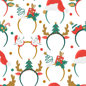 Christmas headbands vector cartoon seamless pattern background for wallpaper, wrapping, packing, and backdrop.