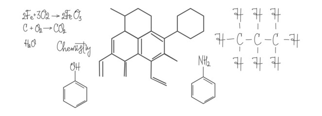 Chemistry concept. Molecule structure and formulas in outline style