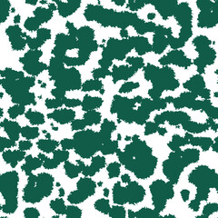 Cow skin pattern texture repeating seamless verdigris green monochrome. Fashionable print. Fashion and stylish background for runner carpet, rug, scarf, curtain, pillow, t shirt, template, web design