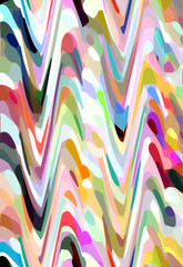 Colourful repeating wave pattern with rounded shapes that flow into each other