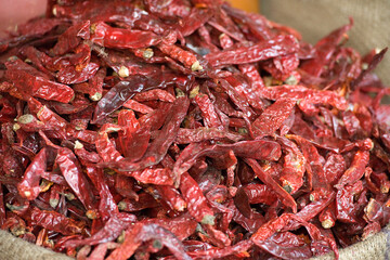 Red chillies at an Indian market