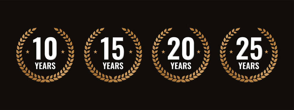 10, 15, 20, 25 years anniversary design vector illustration logo icon template