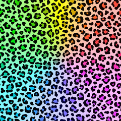 Radial rainbow multicolor leopard pattern. Vector