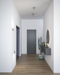 3d rendering of new hall inteior design with bra, console and mirror