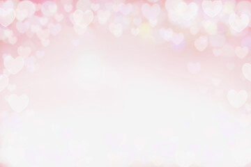 Beautiful pink heart bokeh background perfect for Valentines Day or Wedding Invitations. Free space...