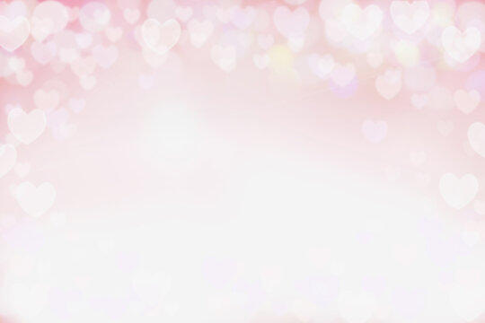 Beautiful pink heart bokeh background perfect for Valentines Day or Wedding Invitations. Free space for text. 