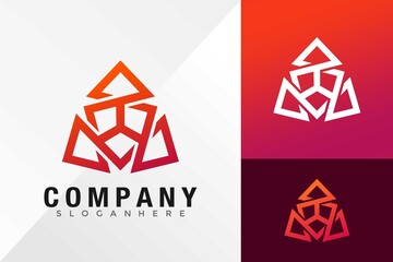 Geometric Tirangle Unity Logo Design Vector illustration template