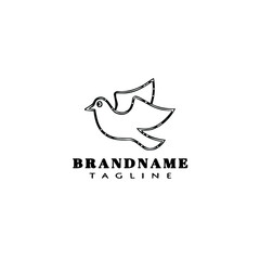 dove bird logo cartoon template icon design black isolated illustration