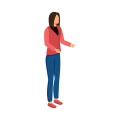 Woman in Casual Clothing Standing. Full Length Person Illustration. Isolated Human Design Element. Vector illustration