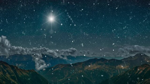 The star shines over the manger of christmas of Jesus Christ.