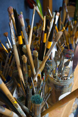brushes for drawing. Paintbrush and art equipment
