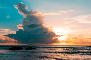 Naklejka na ściany i meble Beautiful sunset on the beach - Agonda, Goa