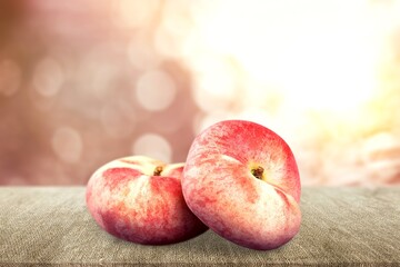 Collection of ripe fresh Pink Peach fruit with leaf