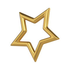 Bright metallic golden jewellery isometric star festive decorative element 3d realistic vector