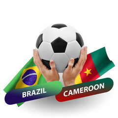 Soccer football competition match, national teams brazil vs cameroon