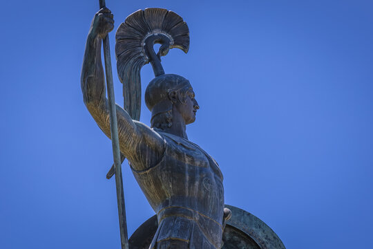 Gastouri, Greece - June 16, 2021: Achilles sculpture in gardens of Achilleion, palace of Elisabeth of Austria - Sisi on Corfu Island