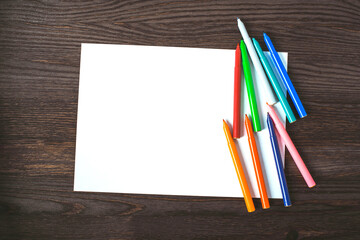 White paper and markers for childrens creativity