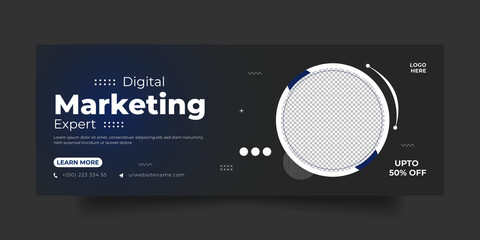 Digital marketing facebook cover social media post and web banner template - obrazy, fototapety, plakaty