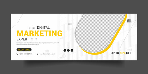 Digital marketing facebook cover social media post and web banner template - obrazy, fototapety, plakaty