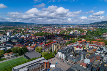 Fototapeta na wymiar Aerial View of landscapes, and downtown infrastracture/Buildings, scenic shots - Oslo, Norway (High Quality) 4K 