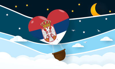 Heart air balloon with Flag of Serbia for independence day or something similar
