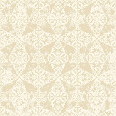 Vintage beige pattern on grunge background. Modern arabic pattern. Seamless wallpaper in rich oriental style. Background, wallpaper, wrapping, textile template.