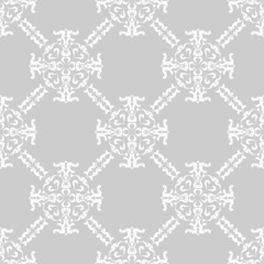 Vintage retro baroque background. Modern arabic pattern. Vector white patterns on gray background. Background, wallpaper, wrapping, textile template.