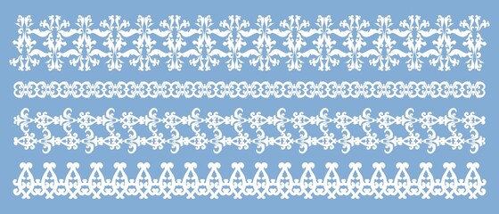 Decorative horizontal antique pattern. Vector set divayder. A collection of vintage frame and border. Frame template. Modern design element.