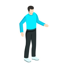 Man in Blue Shirt. Human Standing. Isolated Design of Person. Vector illustration