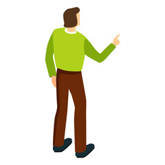 Isolated Element. Man Standing Backwards. Full length Person. Vector illustration