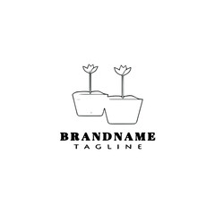 potted plant logo cartoon design template icon isolated illustration
