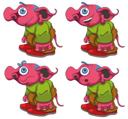 Petit lutin avec différentes expressions