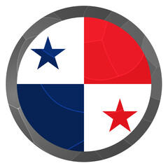 Glass light ball with flag of Panama. Round sphere, template icon. National symbol. Glossy realistic ball, 3D abstract vector illustration highlighted on a white background. Big bubble.