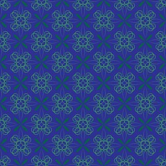 Abstract pattern with abstract flower on blue