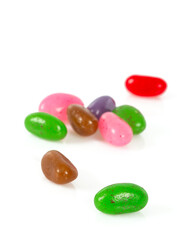 chewy jelly  beans isolated on white background