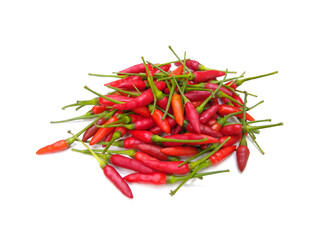 Bird's eye chillies isolated on white background