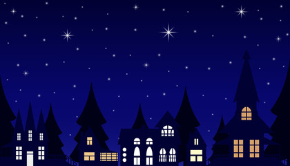 Obraz na płótnie Canvas house winter background night window snow home houses blue