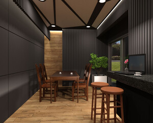 テレビ会議背景用 ZOOM会議背景用 CG PC ノートPC 部屋 テーブル コーヒー for using in video conference and as a zoom background.