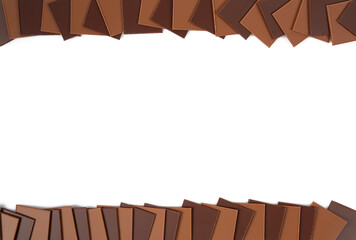 thin slices of chocolate isolated on white backrgound
