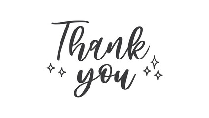 Thank you lettering text with shinning sparks. Hand written message.