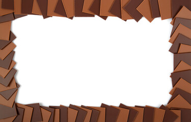 thin slices of chocolate isolated on white backrgound