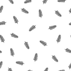 Pine branch in doodle style christmas seamless pattern on white background. Vector stock illustration